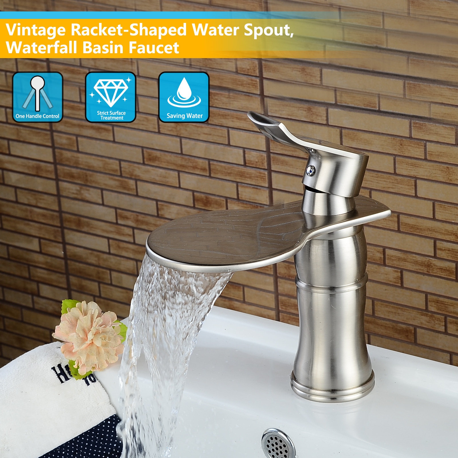 Wovier Bathroom Sink Faucet with Supply Hose,Single Handle Single Hole Lavatory Faucet W8365-6
