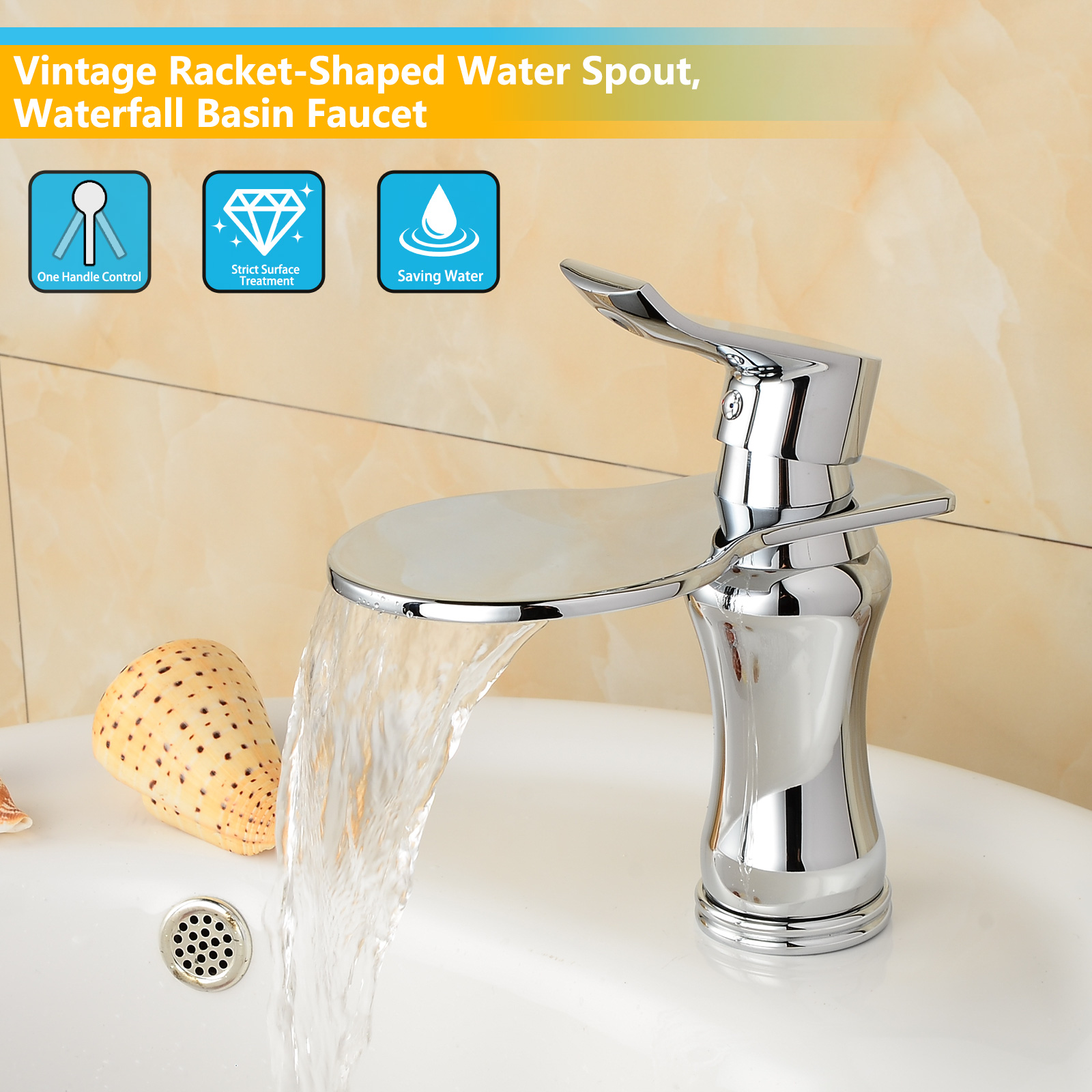 Wovier Bathroom Sink Faucet with Supply Hose,Single Handle Single Hole Lavatory Faucet W8365-7