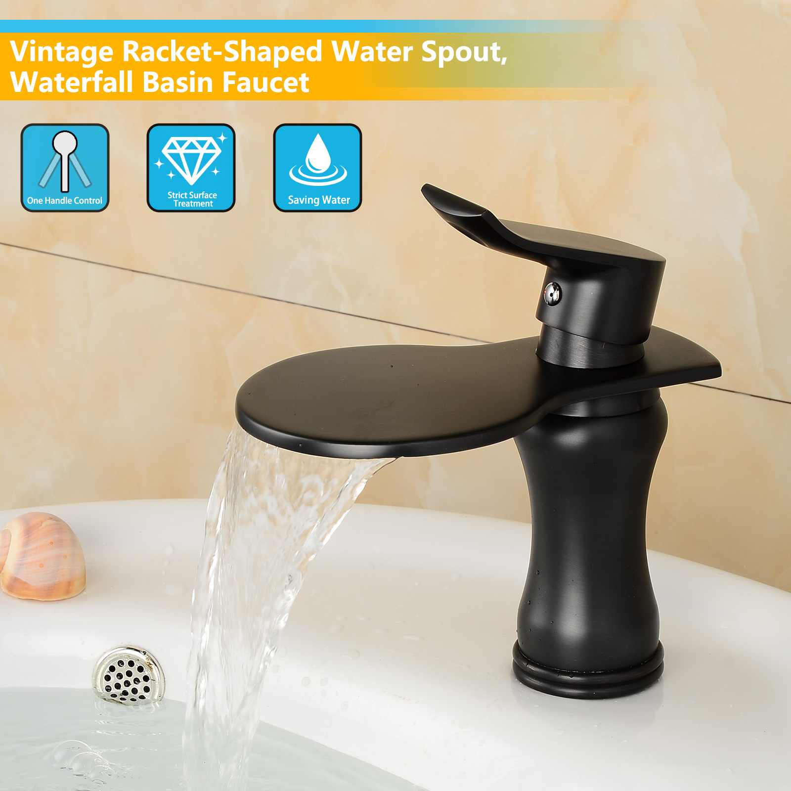 Wovier Bathroom Sink Faucet with Supply Hose,Single Handle Single Hole Lavatory Faucet W8365-1