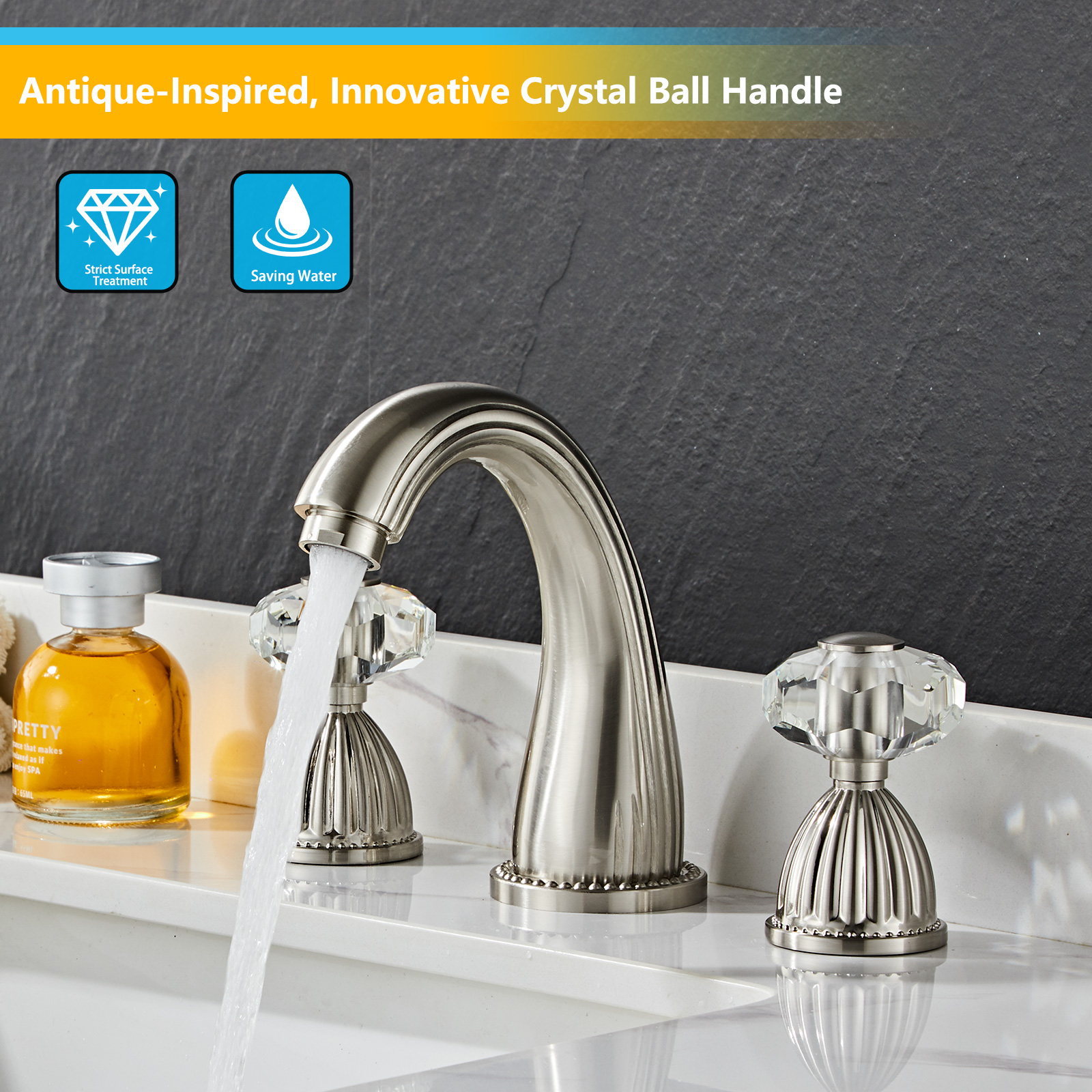 Wovier Widespread Faucet,Three Handle Two Hole Bathroom sink Faucet-W8442-2