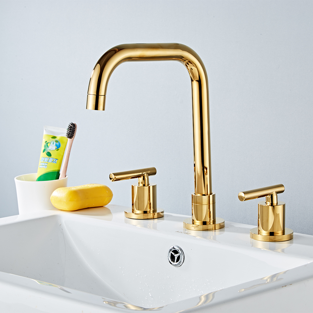 Wovier Widespread Faucet,Three Handle Two Hole Bathroom sink Faucet-W8418-16