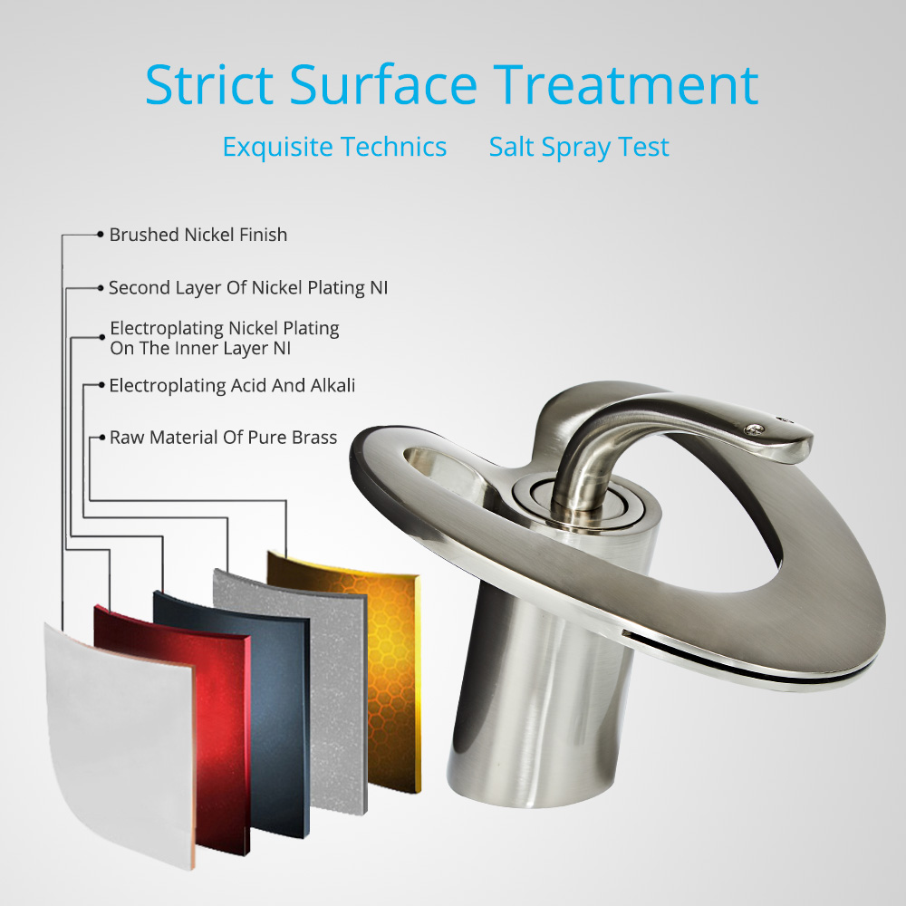 Wovier Bathroom Sink Faucet Waterfall, Single Handle Single Hole Lavatory Faucet - 8254-3