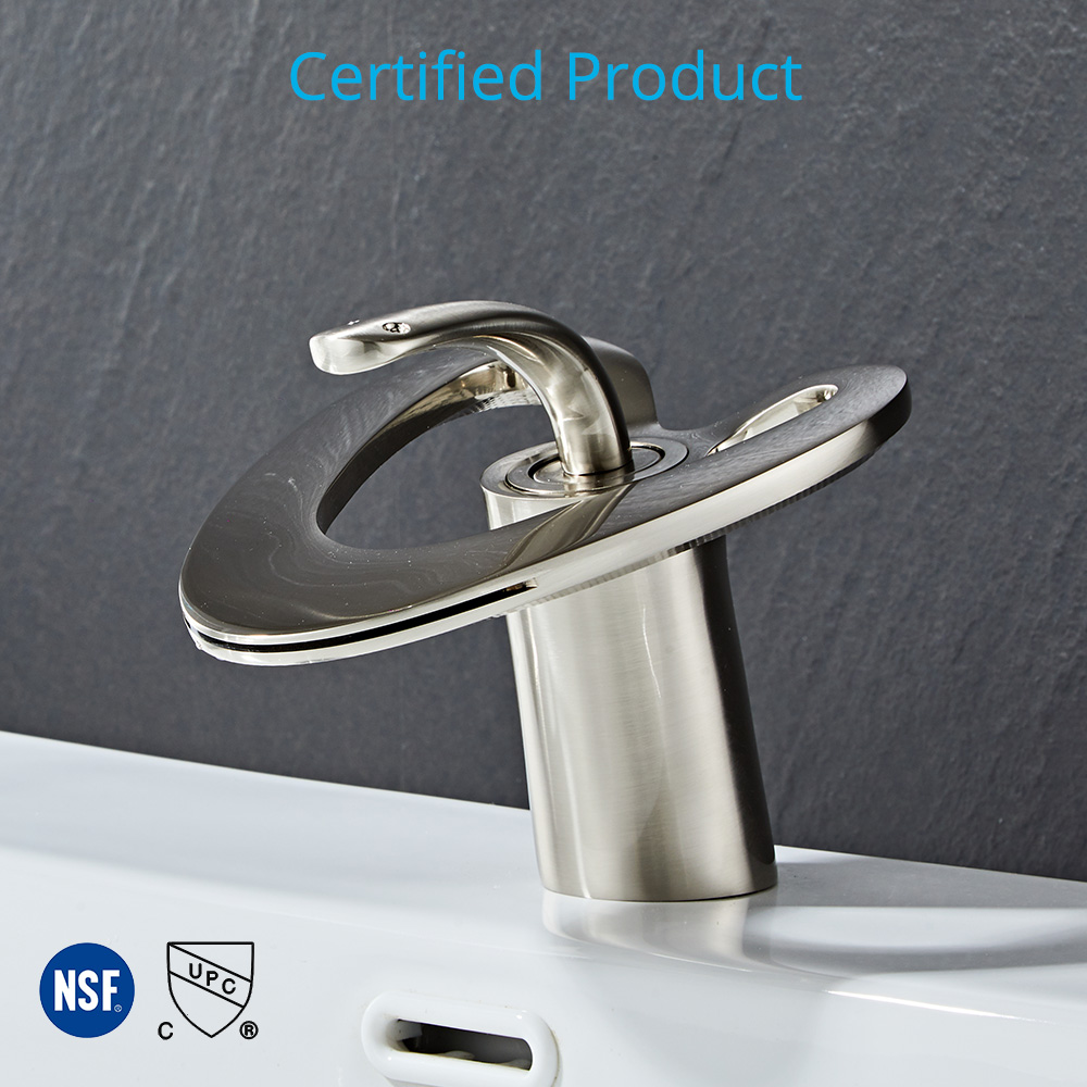 Wovier Bathroom Sink Faucet Waterfall, Single Handle Single Hole Lavatory Faucet - 8254-5