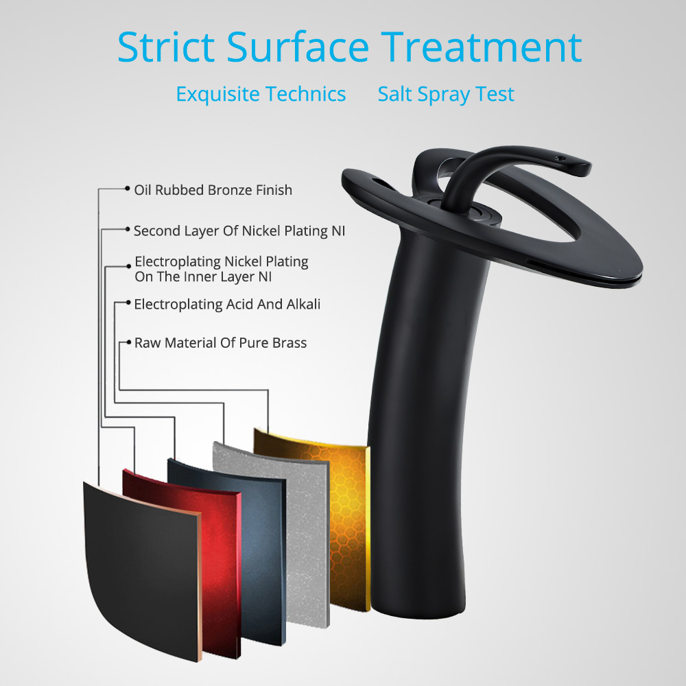 Wovier Waterfall Vessel Faucet,Single Handle Single Hole Vessel Bathroom Faucet - 8253-9