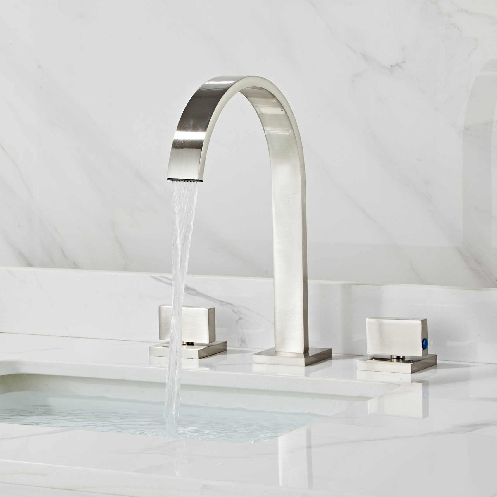 Wovier Widespread Faucet,Three Handle Two Hole Bathroom sink Faucet-W8404-15