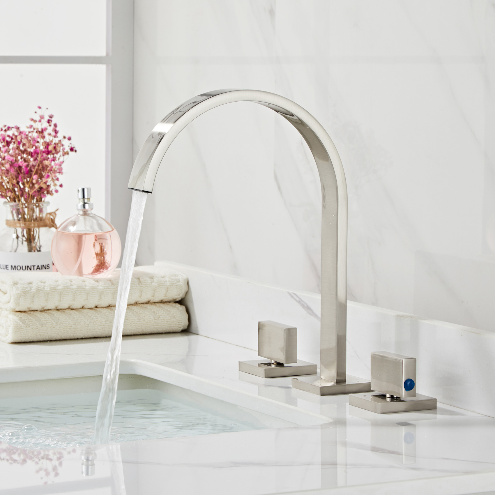 Wovier Widespread Faucet,Three Handle Two Hole Bathroom sink Faucet-W8404-02