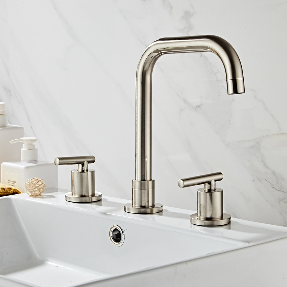 Wovier Widespread Faucet,Three Handle Two Hole Bathroom sink Faucet-W8418-12