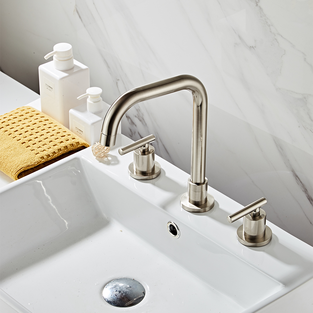 Wovier Widespread Faucet,Three Handle Two Hole Bathroom sink Faucet-W8418-10