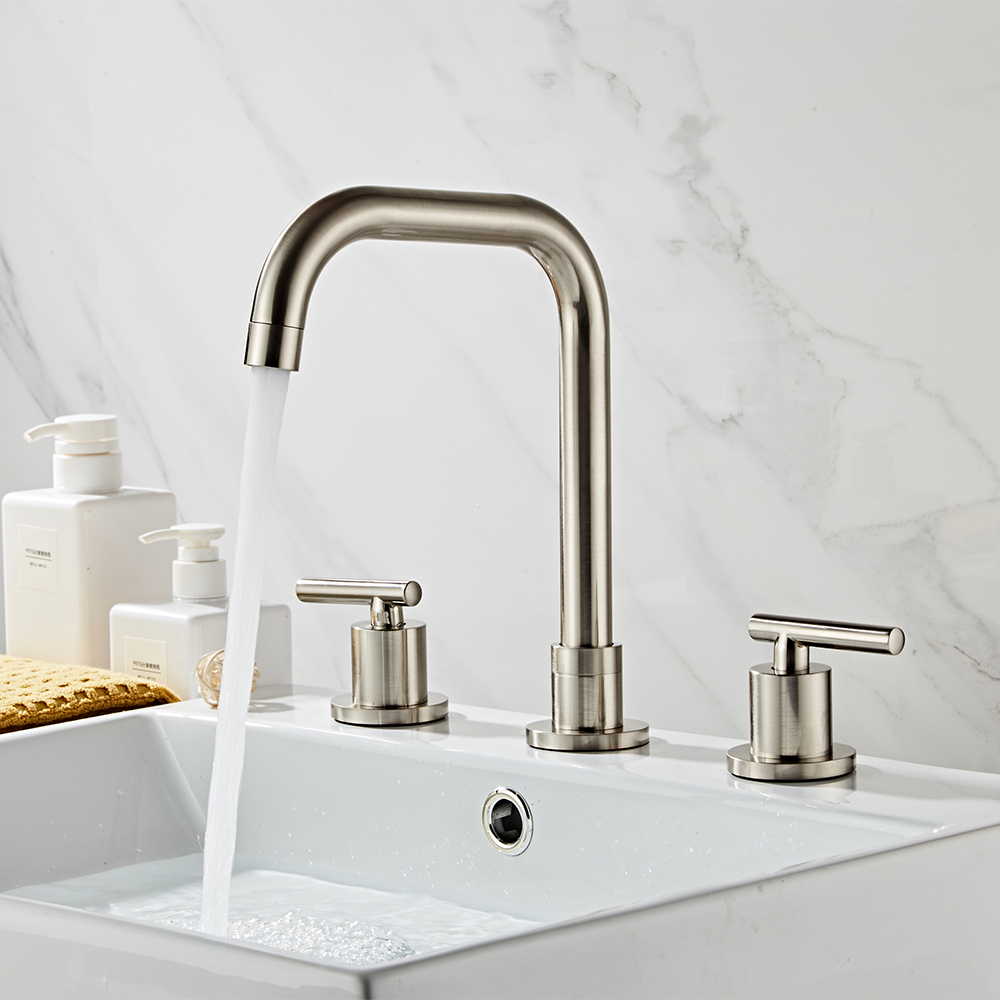 Wovier Widespread Faucet,Three Handle Two Hole Bathroom sink Faucet-W8418-01