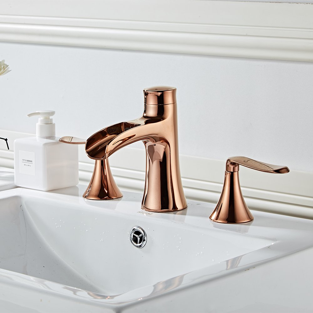 Wovier Widespread Faucet,Three Handle Two Hole Bathroom sink Faucet-W8416-22