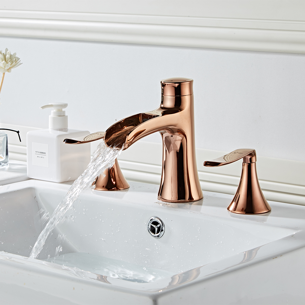 Wovier Widespread Faucet,Three Handle Two Hole Bathroom sink Faucet-W8416-03