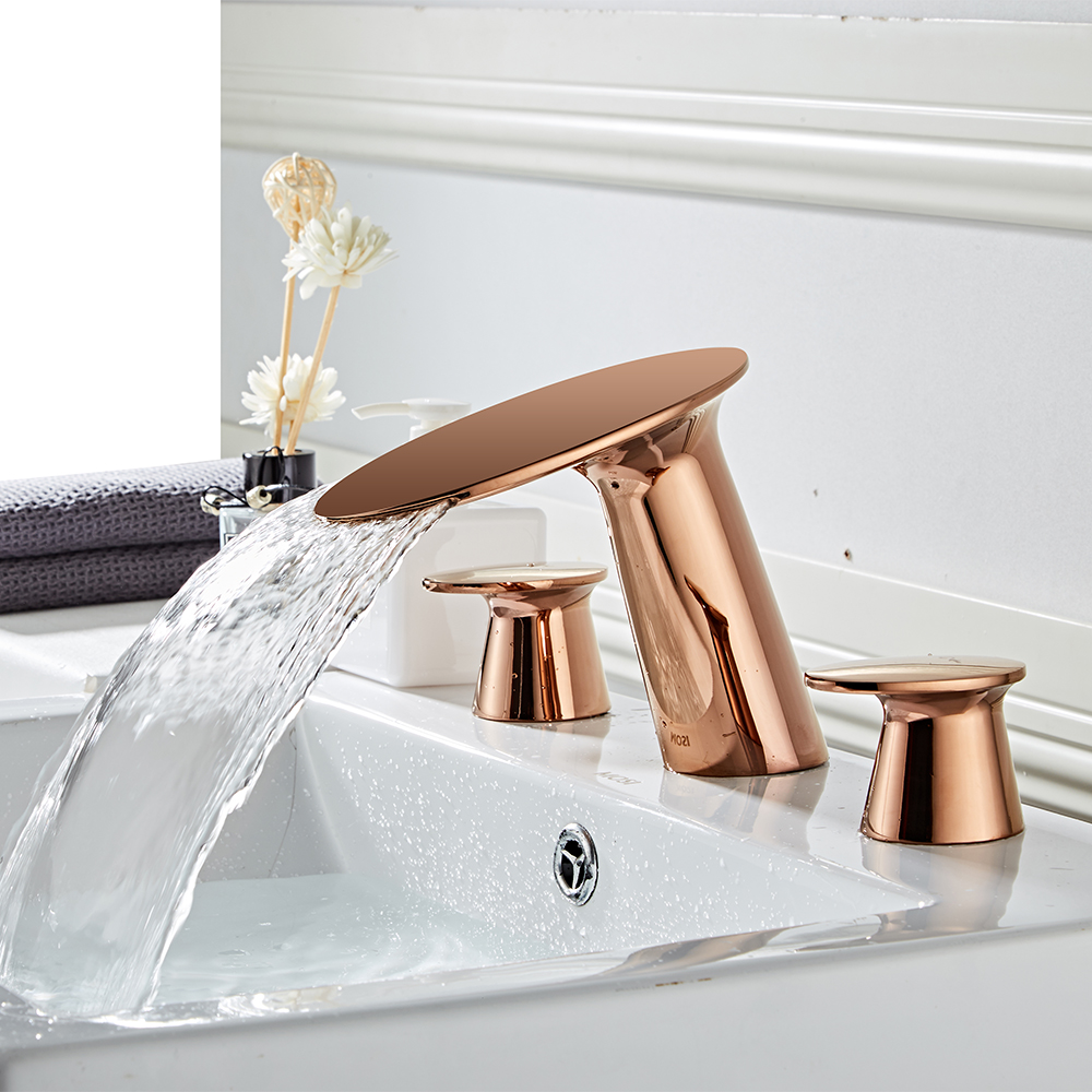 Wovier Widespread Faucet,Three Handle Two Hole Bathroom sink Faucet-W8417-01