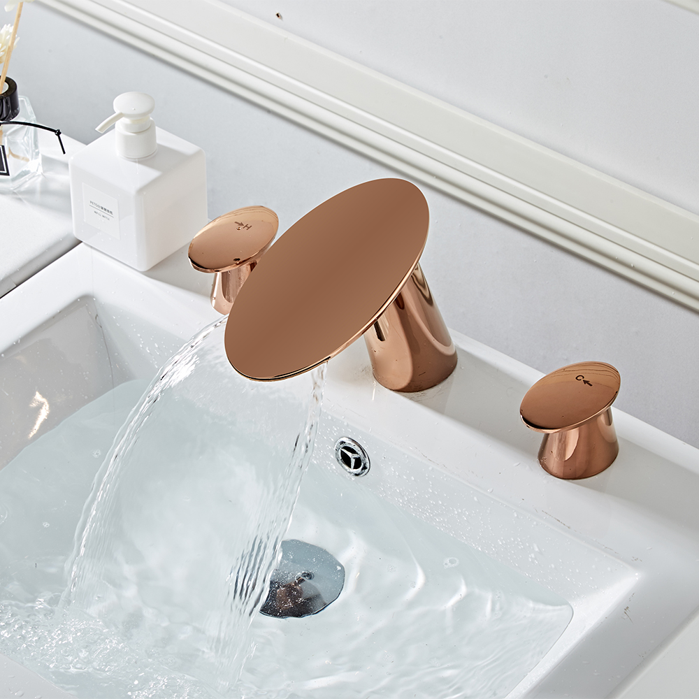 Wovier Widespread Faucet,Three Handle Two Hole Bathroom sink Faucet-W8417-18