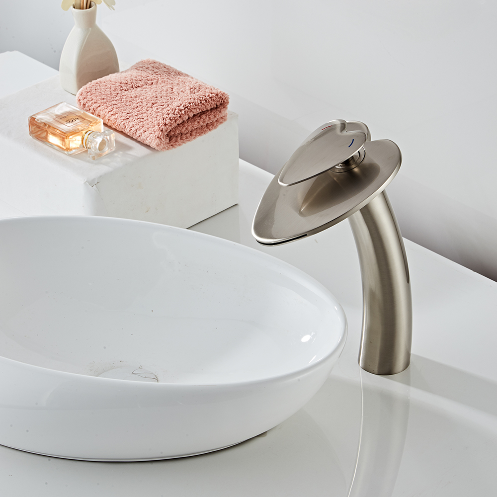 Wovier Waterfall Vessel Faucet, Single Handle Single Hole Bathroom Faucet - w8205-11