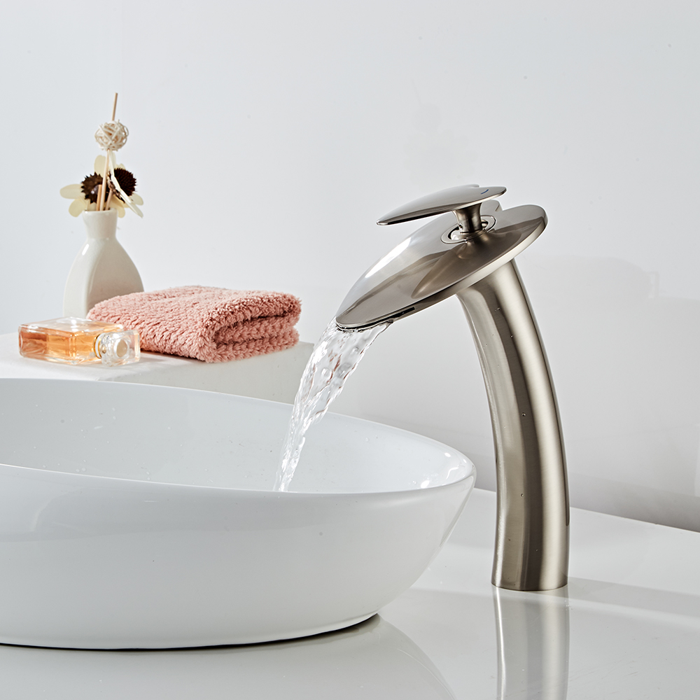 Wovier Waterfall Vessel Faucet, Single Handle Single Hole Bathroom Faucet - w8205-2