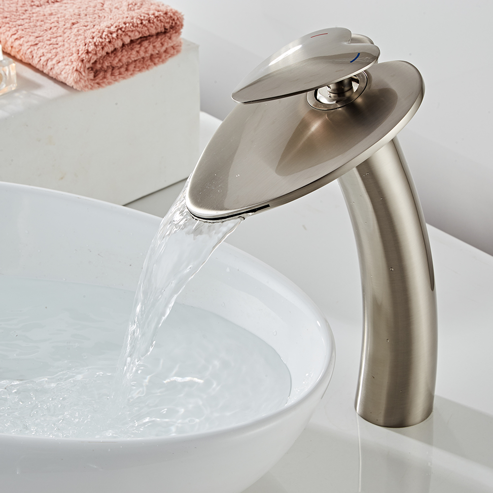 Wovier Waterfall Vessel Faucet, Single Handle Single Hole Bathroom Faucet - w8205-12