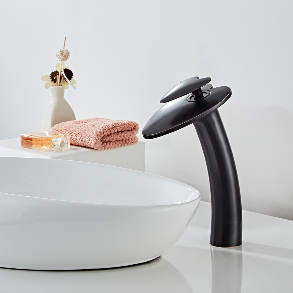 Wovier Waterfall Vessel Faucet, Single Handle Single Hole Bathroom Faucet - w8205-14