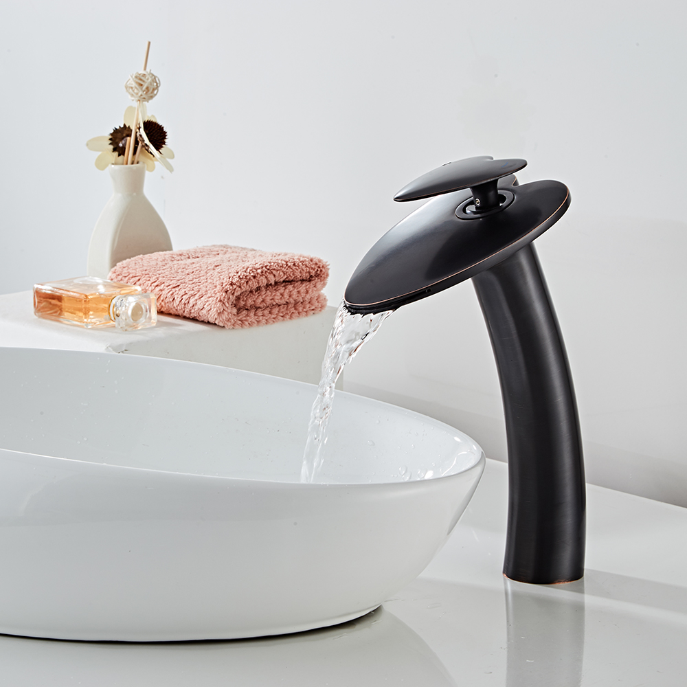 Wovier Waterfall Vessel Faucet, Single Handle Single Hole Bathroom Faucet - w8205-3