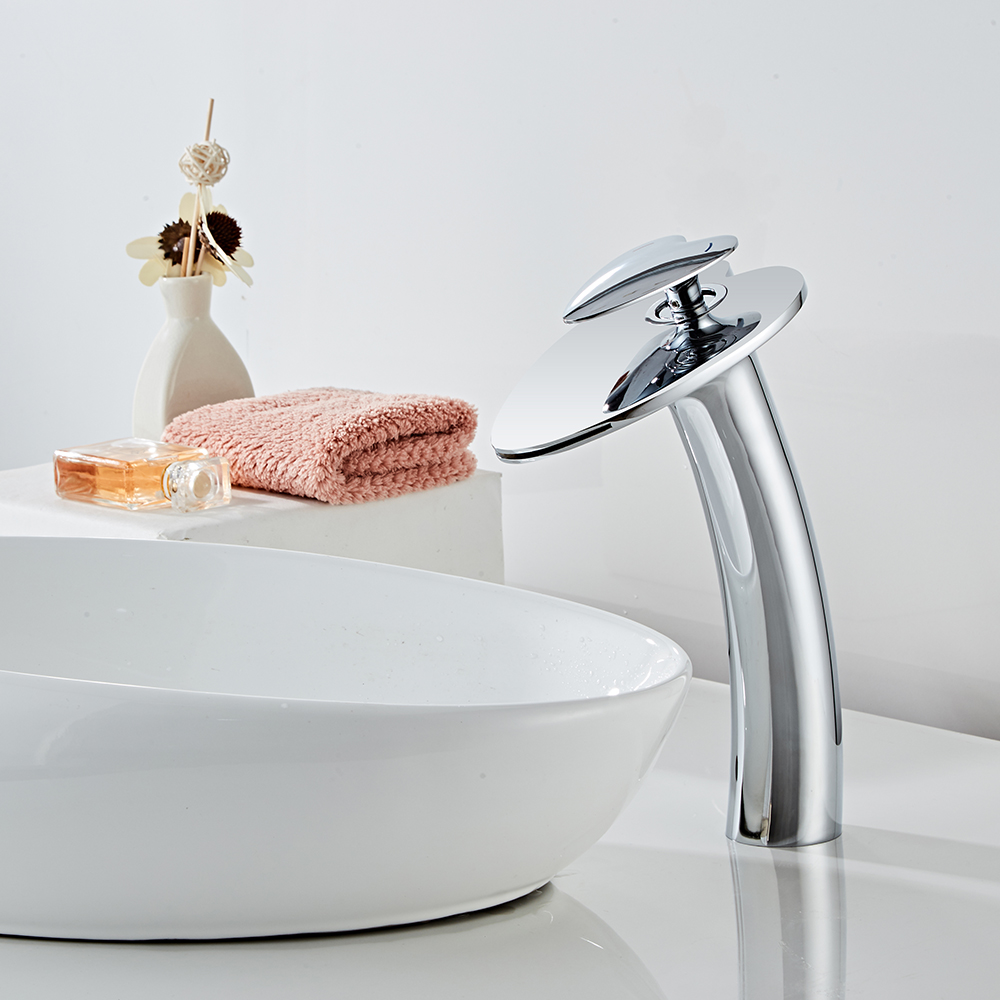 Wovier Waterfall Vessel Faucet, Single Handle Single Hole Bathroom Faucet - w8205-8