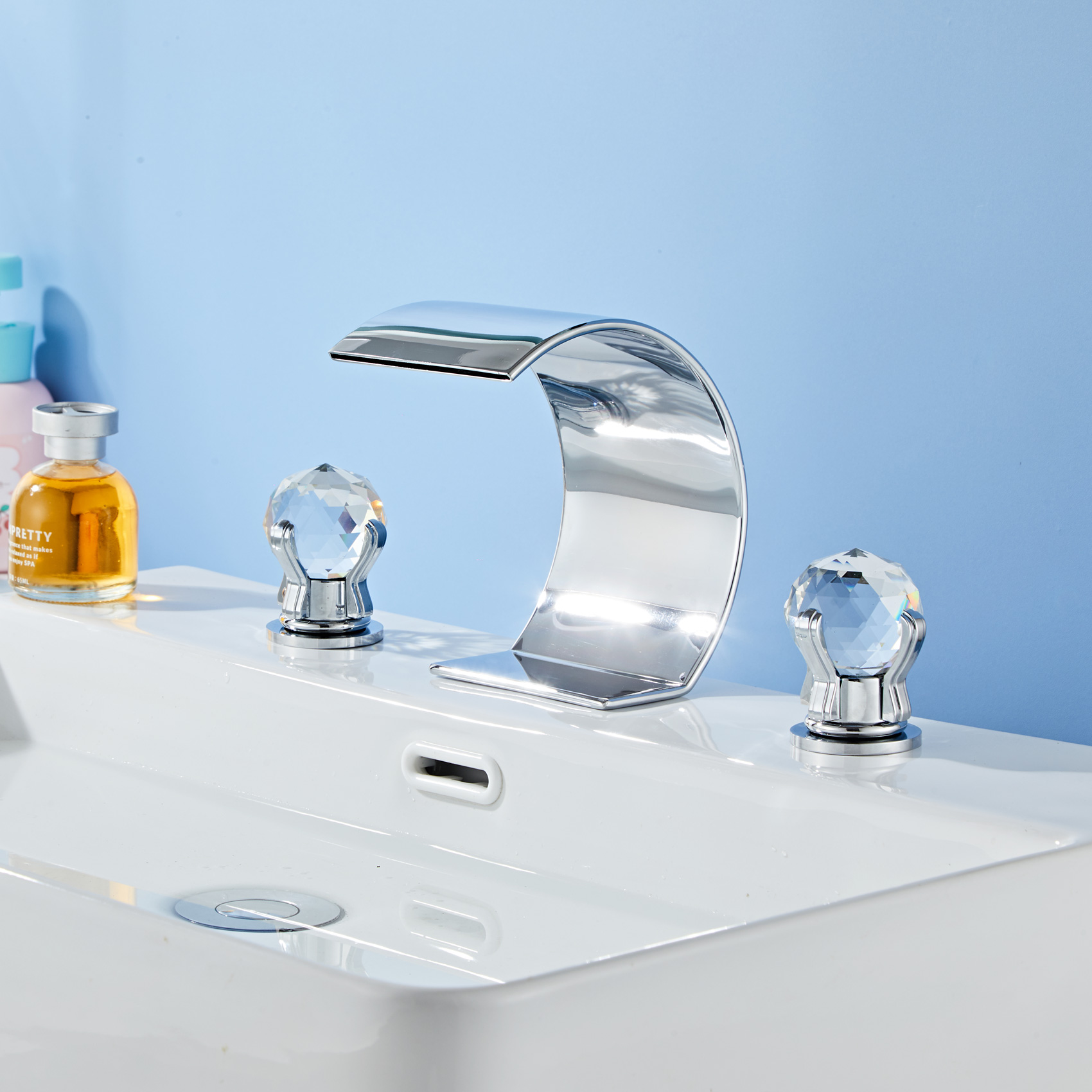 Wovier Widespread Faucet,Three Handle Two Hole Bathroom sink Faucet-W8429-6