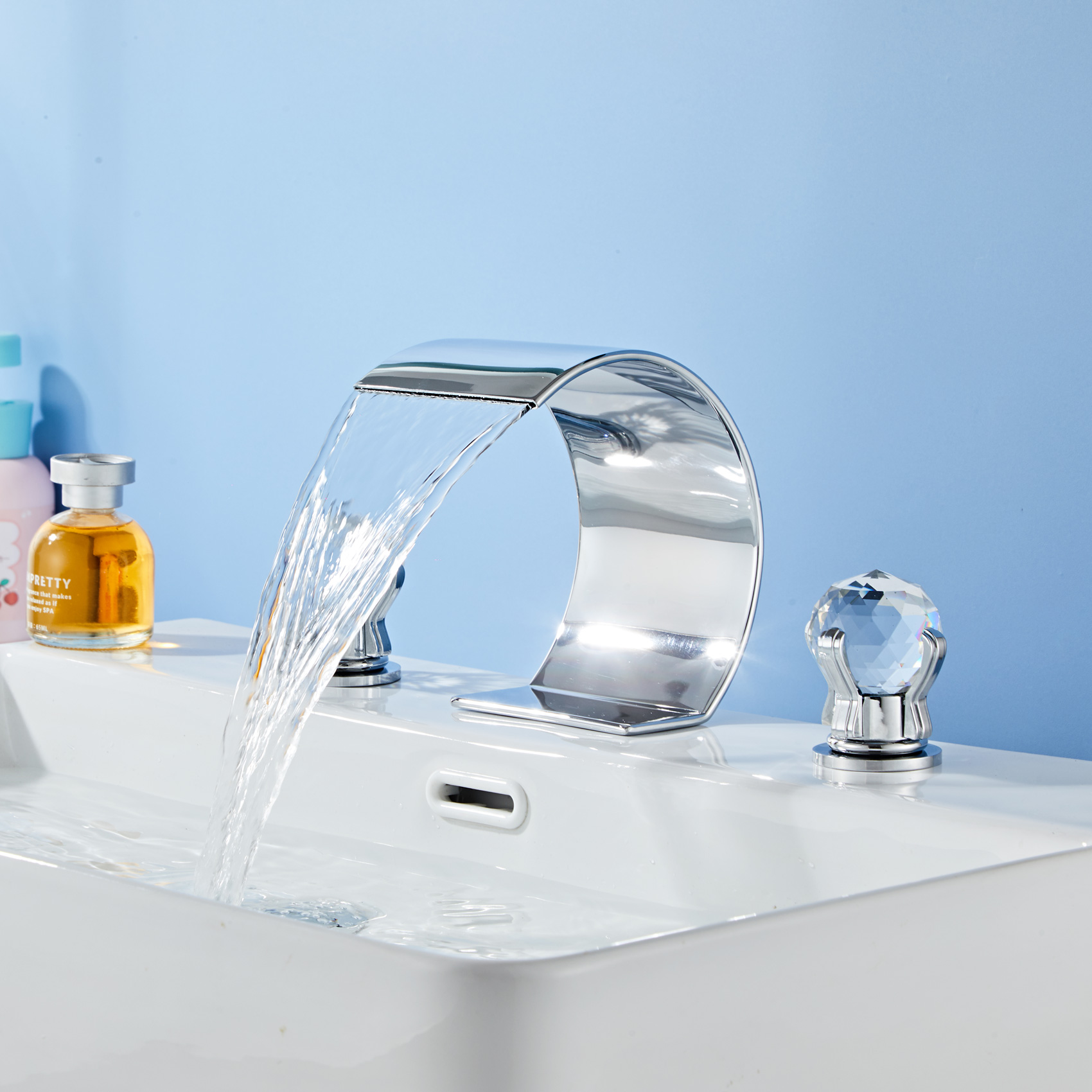 Wovier Widespread Faucet,Three Handle Two Hole Bathroom sink Faucet-W8429-23