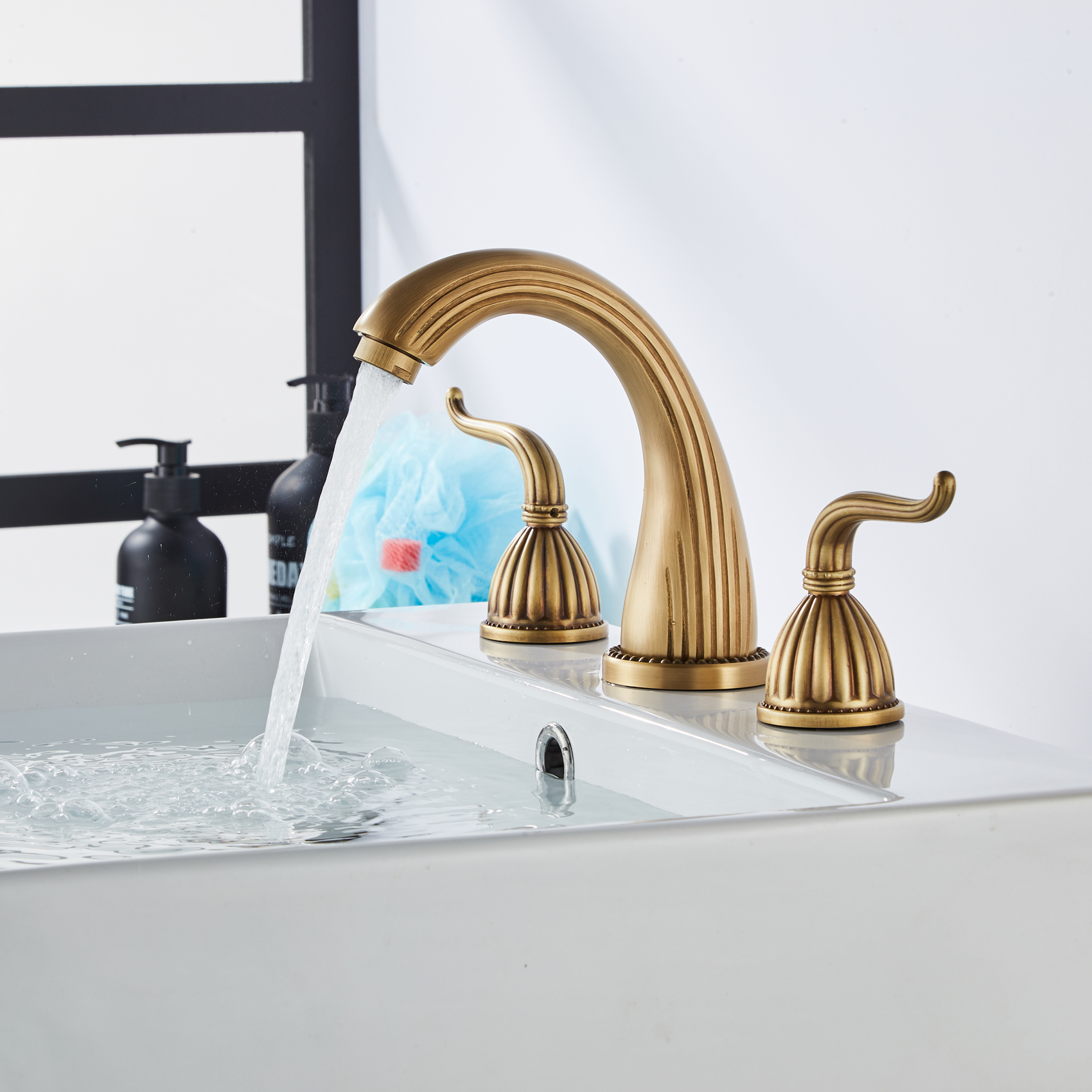 Wovier Widespread Faucet,Three Handle Two Hole Bathroom sink Faucet-W8441-02