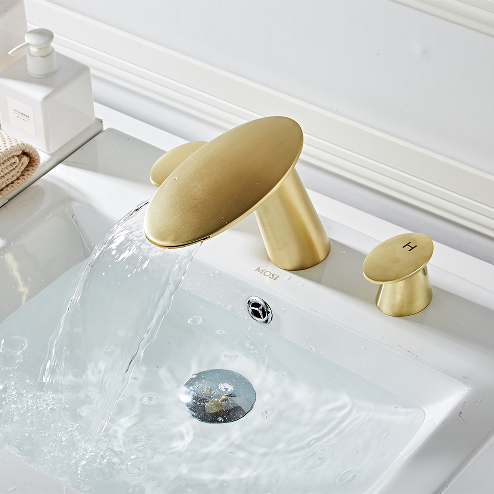 Wovier Widespread Faucet,Three Handle Two Hole Bathroom sink Faucet-W8417-41