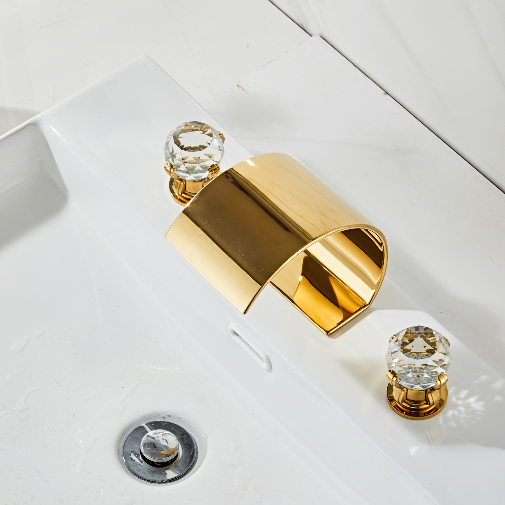 Wovier Widespread Faucet,Three Handle Two Hole Bathroom sink Faucet-W8429-20