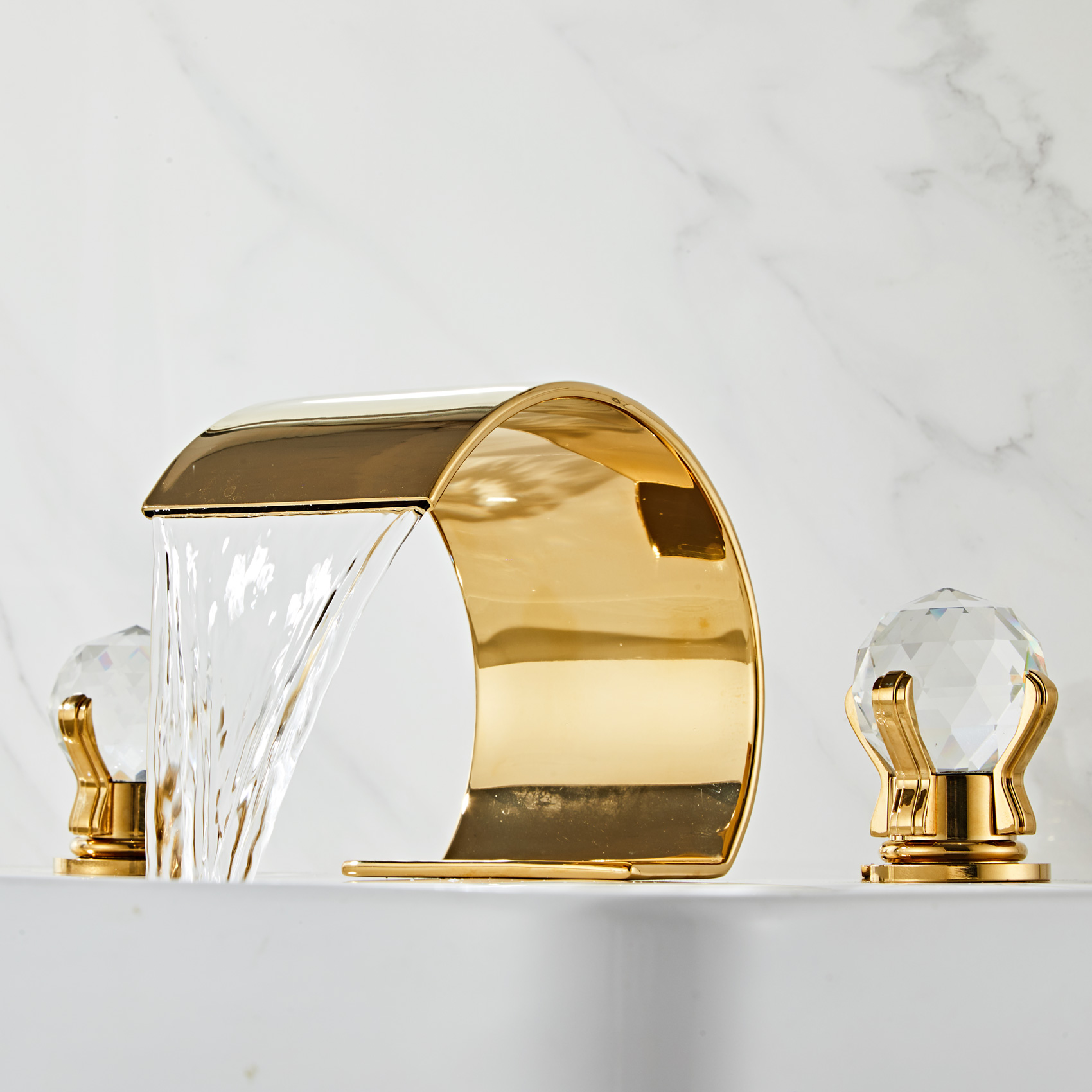 Wovier Widespread Faucet,Three Handle Two Hole Bathroom sink Faucet-W8429-21