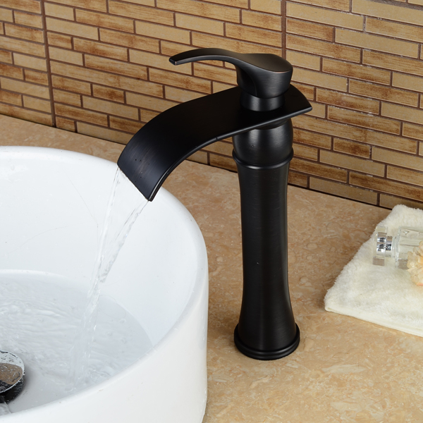 Wovier Waterfall Vessel Faucet, Single Handle Single Hole Bathroom Faucet - w8241-11