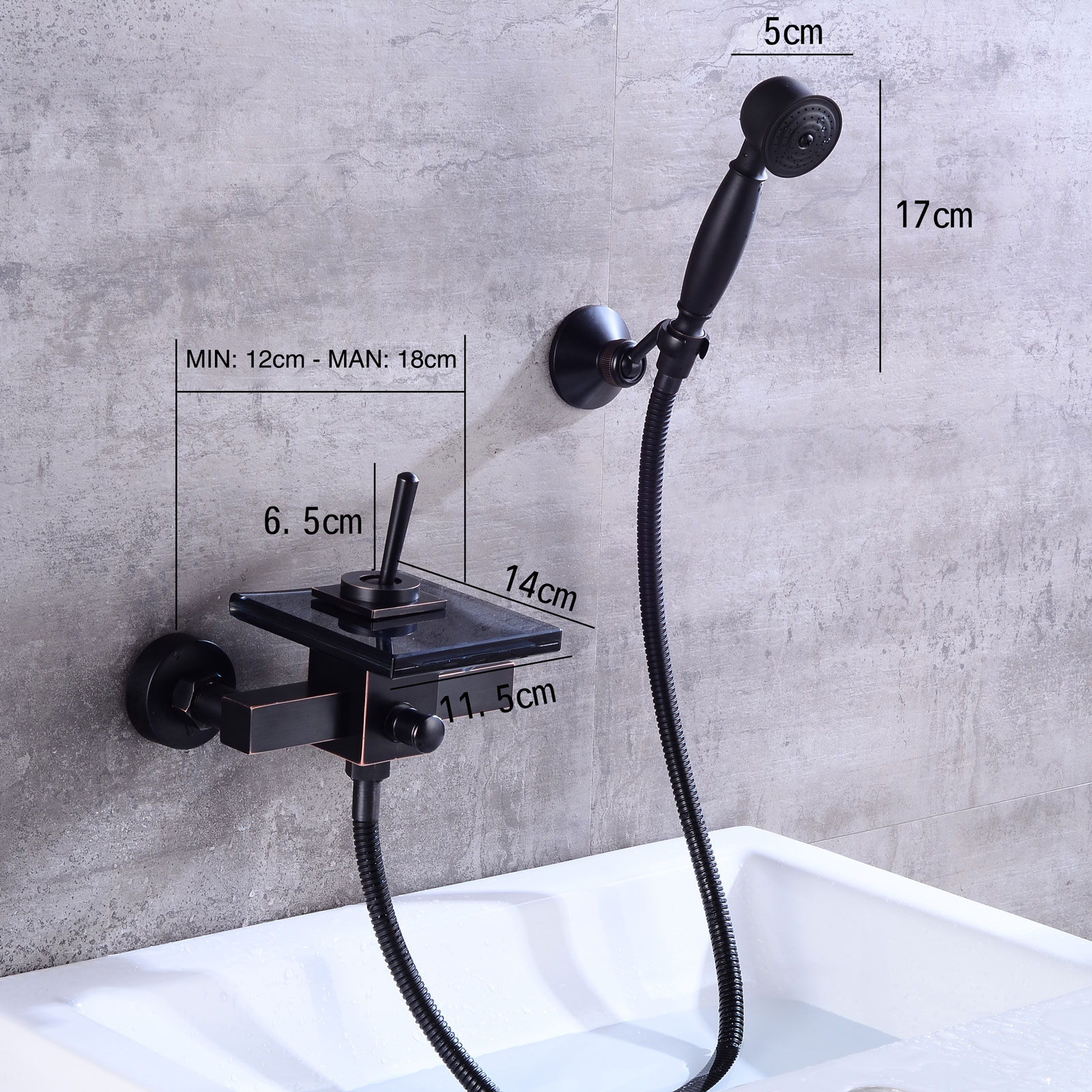 Wovier Wall Mounted Tub Filler with Hand Shower W8801-1