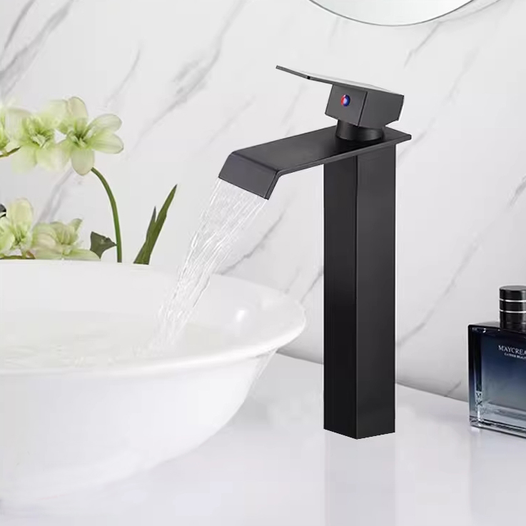 Wovier Waterfall Vessel Faucet, Single Handle Single Hole Bathroom Faucet - w8225-02