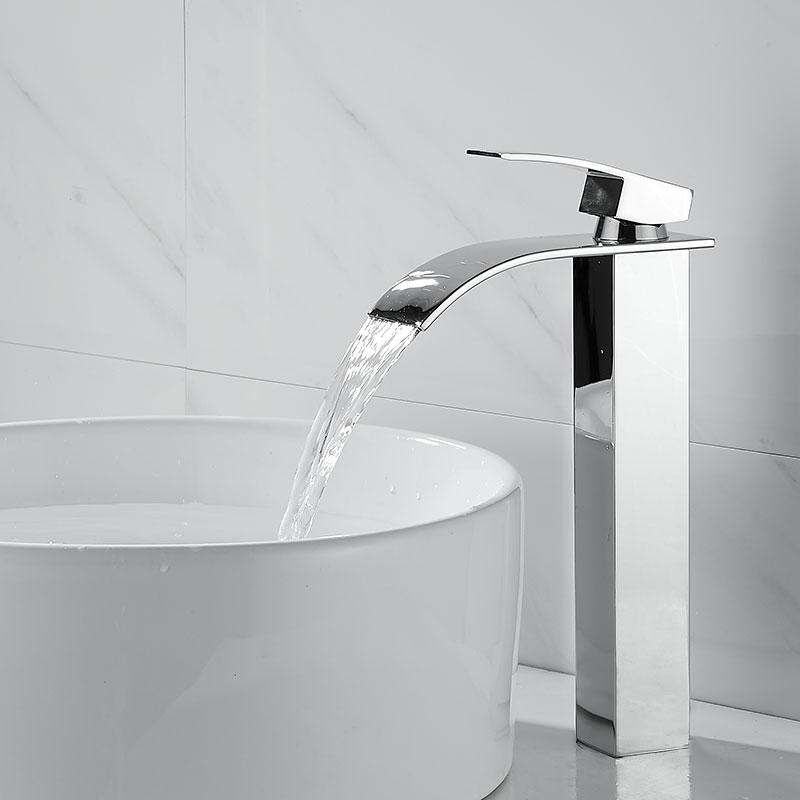 Wovier Waterfall Vessel Faucet, Single Handle Single Hole Bathroom Faucet - w8227-03
