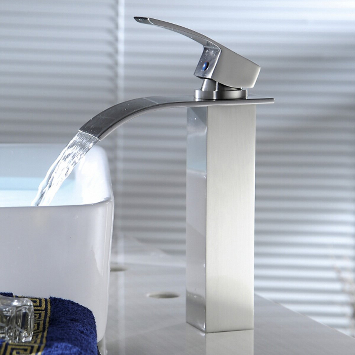 Wovier Waterfall Vessel Faucet, Single Handle Single Hole Bathroom Faucet - w8227-02