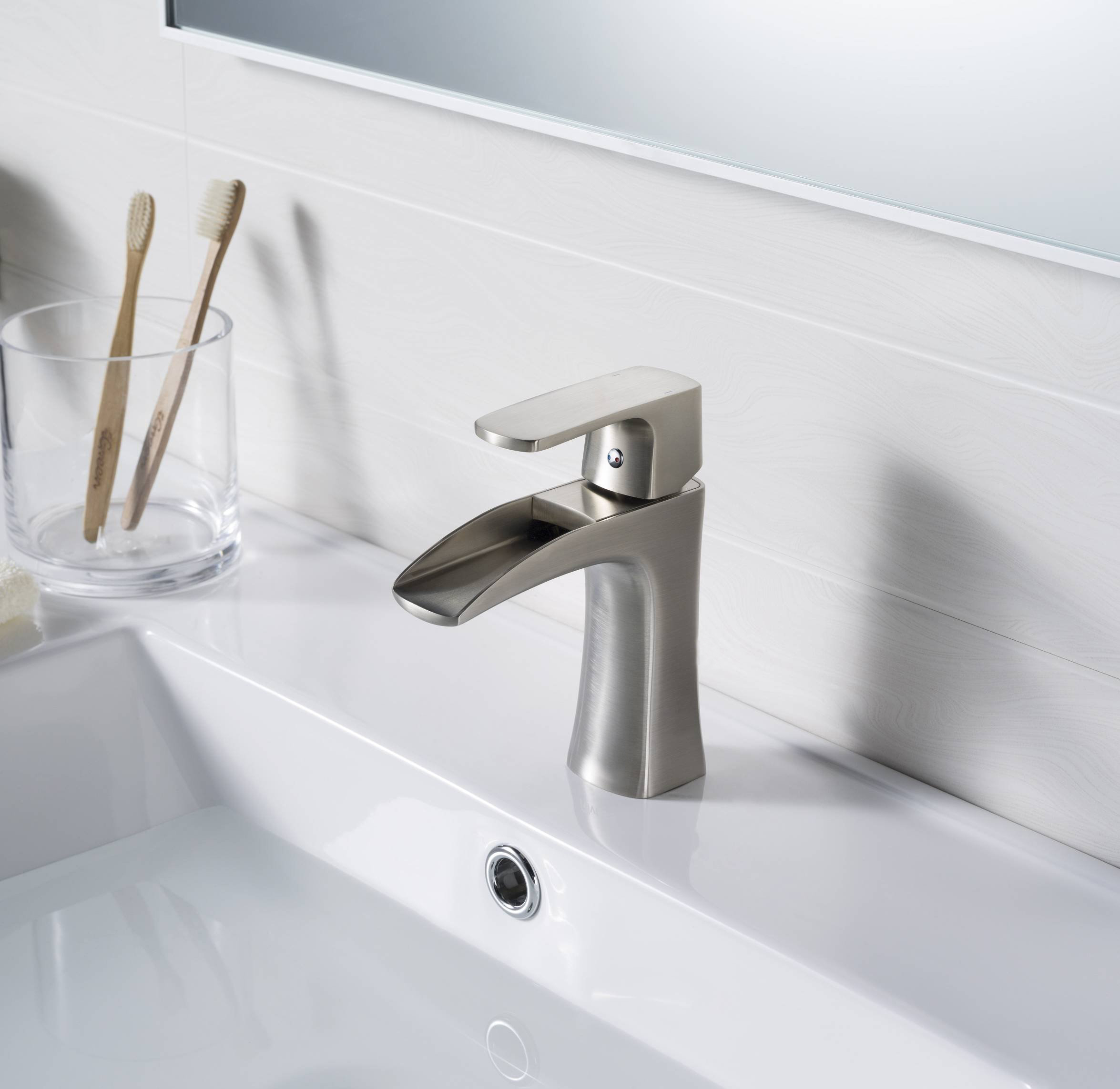 Wovier Bathroom Sink Faucet with Supply Hose,Single Handle Single Hole Lavatory Faucet W8232-7