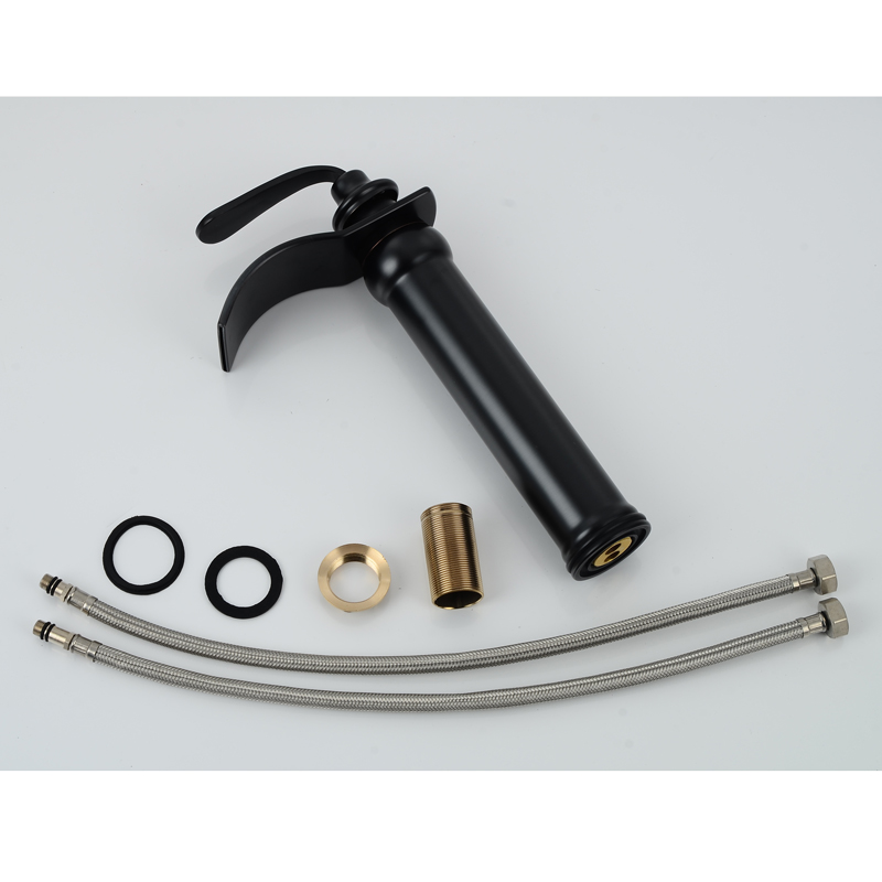 Wovier Waterfall Vessel Faucet with Supply Hose,Single Handle Single Hole Bathroom Faucet W8293