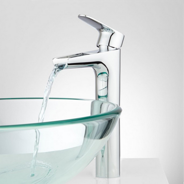 Wovier Waterfall Vessel Faucet with Supply Hose,Single Handle Single Hole Bathroom Faucet W8370-4