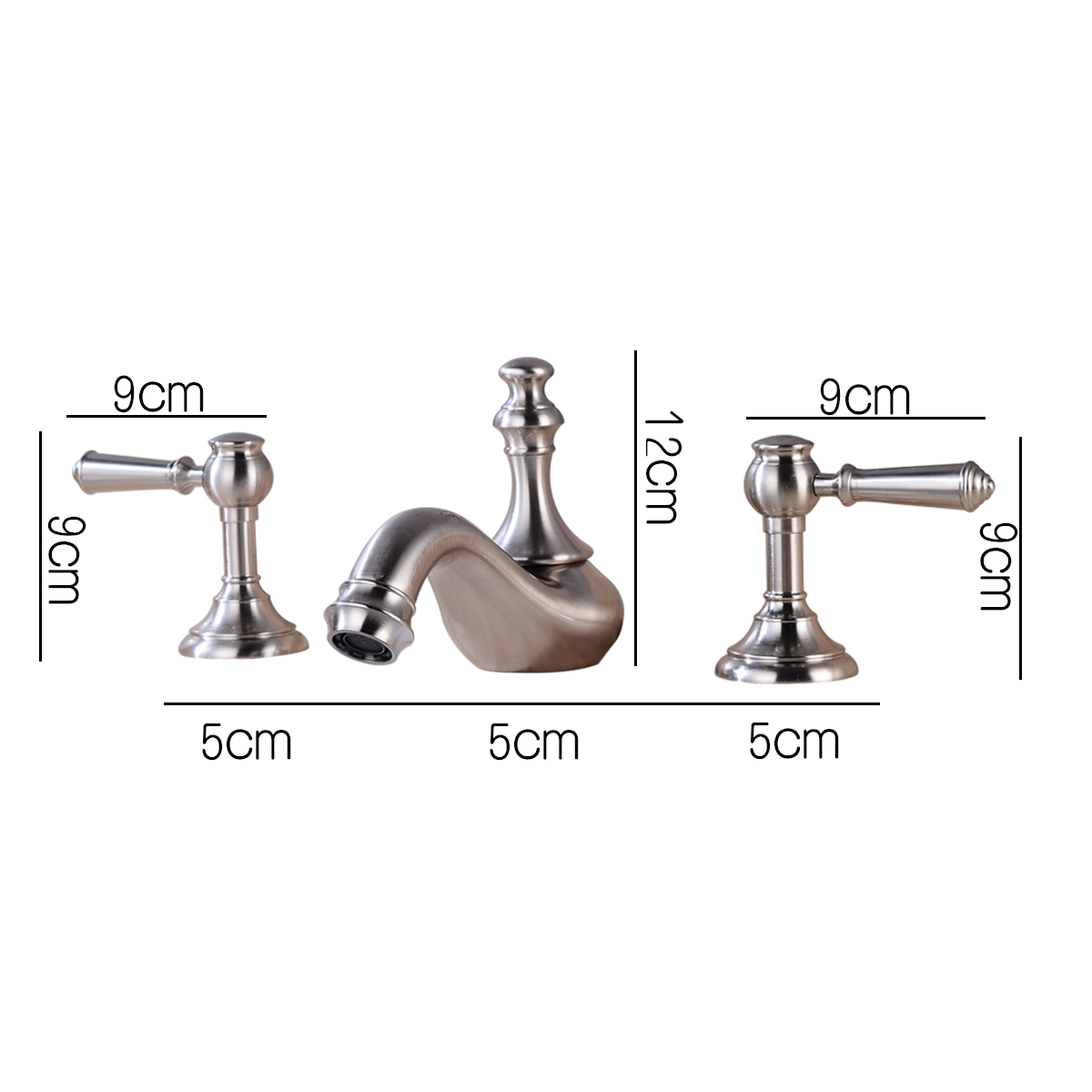 Wovier Widespread Faucet with Supply Hose,Three Handle Two Hole Bathroom Faucet W8405-2
