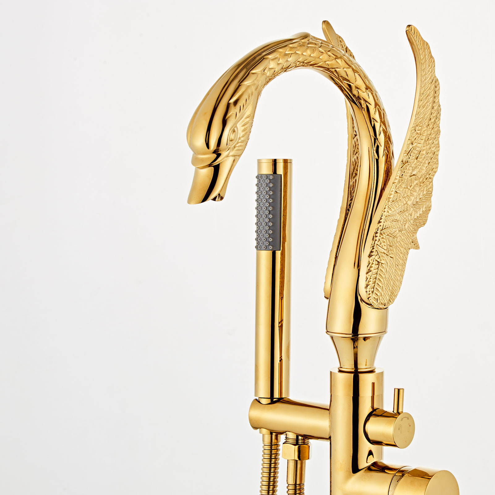 Wovier Floor Mounted Tub Filler Faucet, Freestanding Bathtub Faucet with Hand Shower W8781