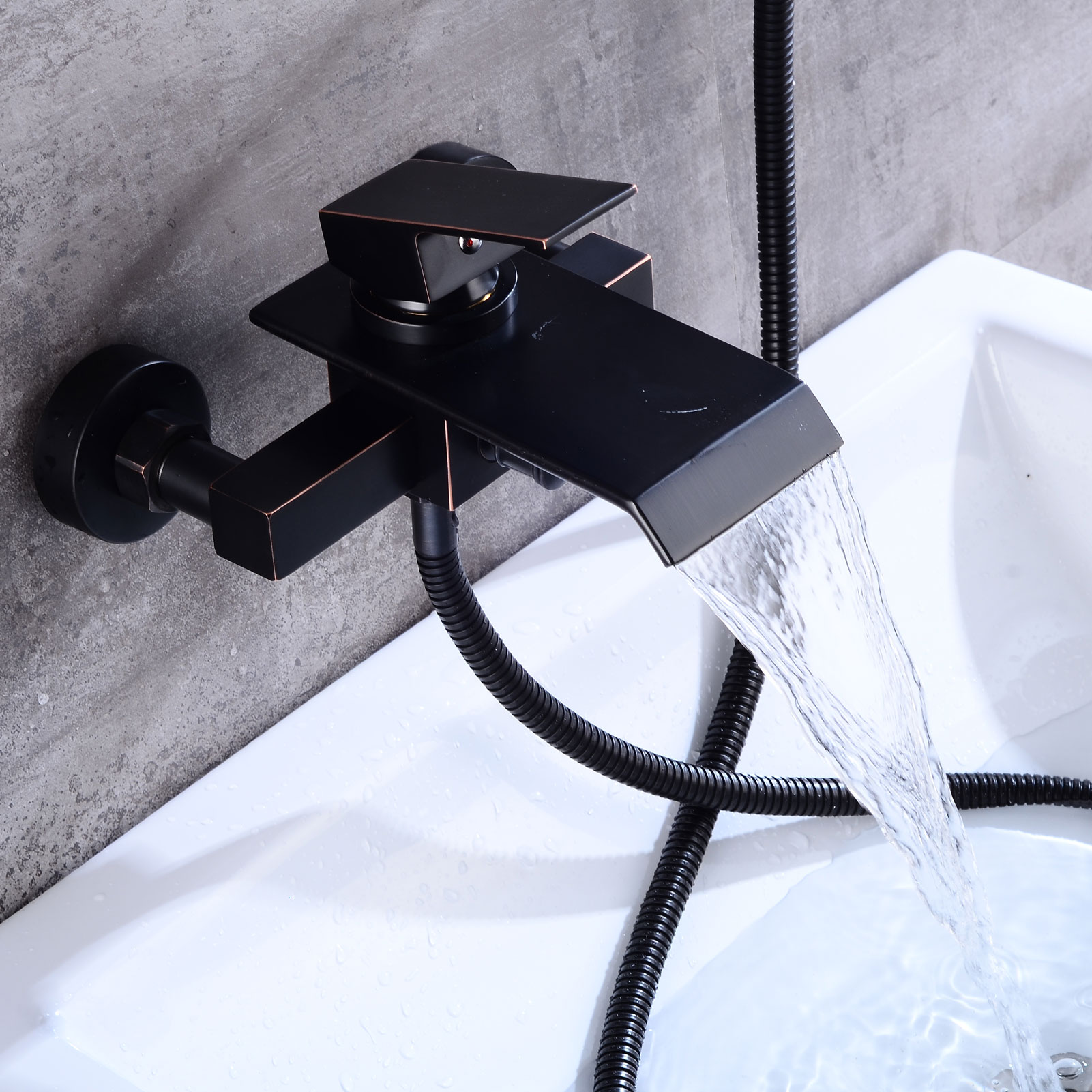 Wovier Waterfall Wall Mounted Waterfall Tub Filler with Hand Shower W8707