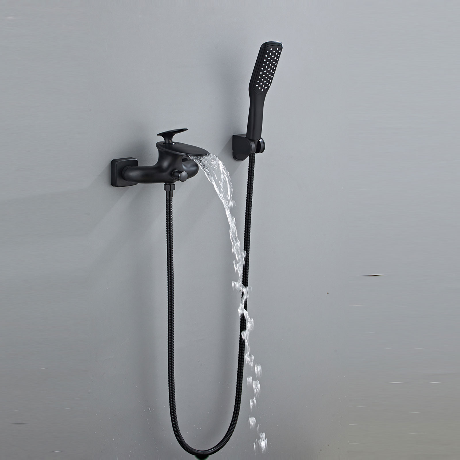 Wovier Waterfall Wall Mounted Waterfall Tub Filler with Hand Shower W8723