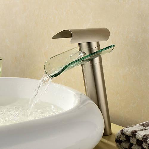 Wovier Waterfall Vessel Faucet, Single Handle Single Hole Bathroom Faucet - w8215-6