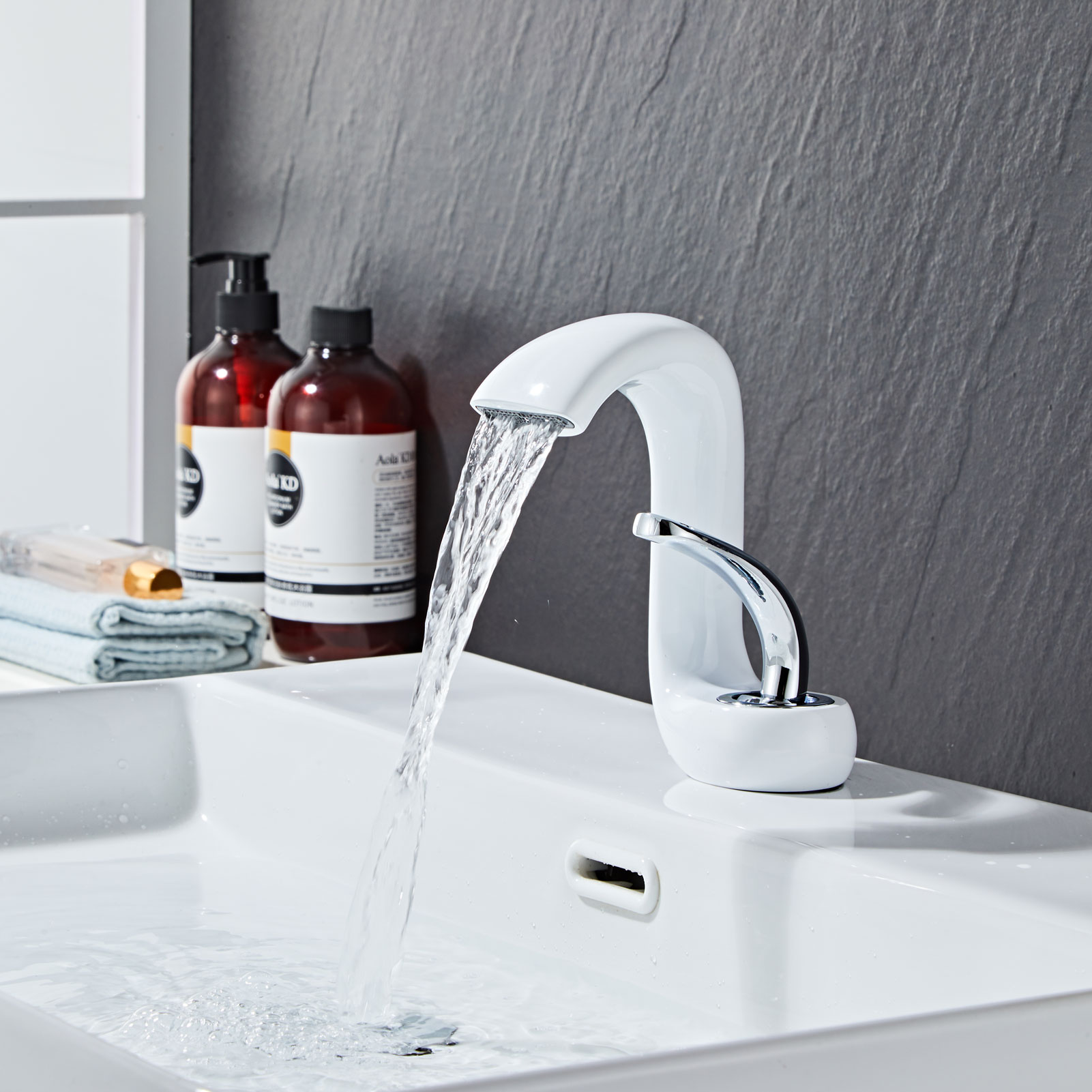 Wovier Bathroom Sink Faucet with Supply Hose,Single Handle Single Hole Lavatory Faucet W8345