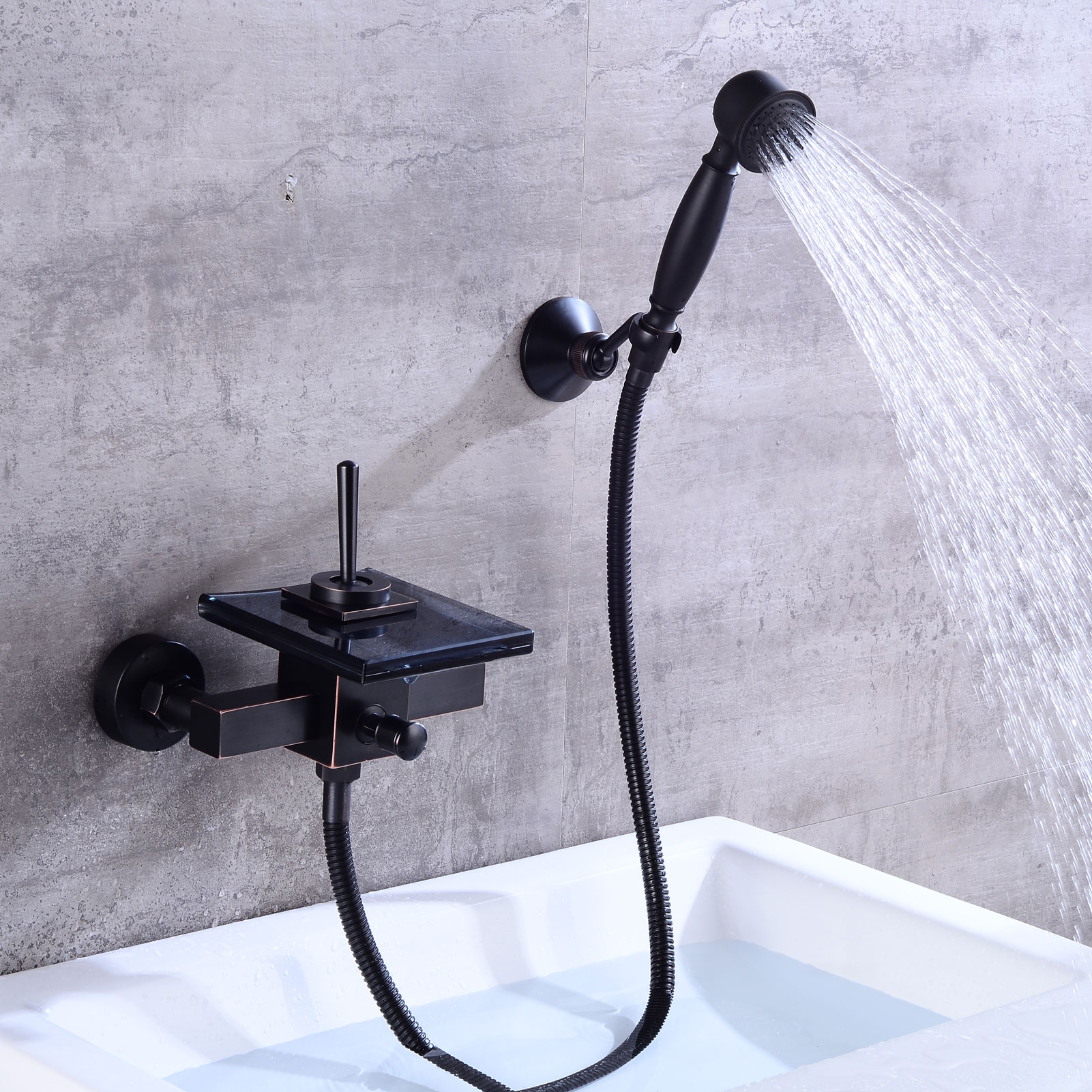 Wovier Wall Mounted Tub Filler with Hand Shower W8801-4