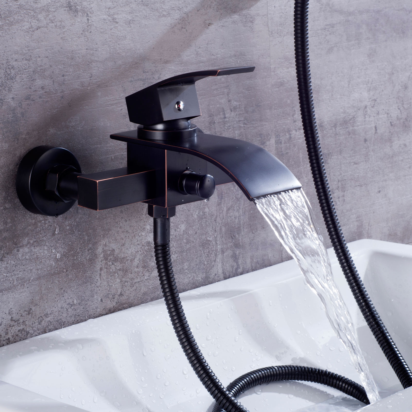 Wovier Waterfall Wall Mounted Waterfall Tub Filler with Hand Shower W8804