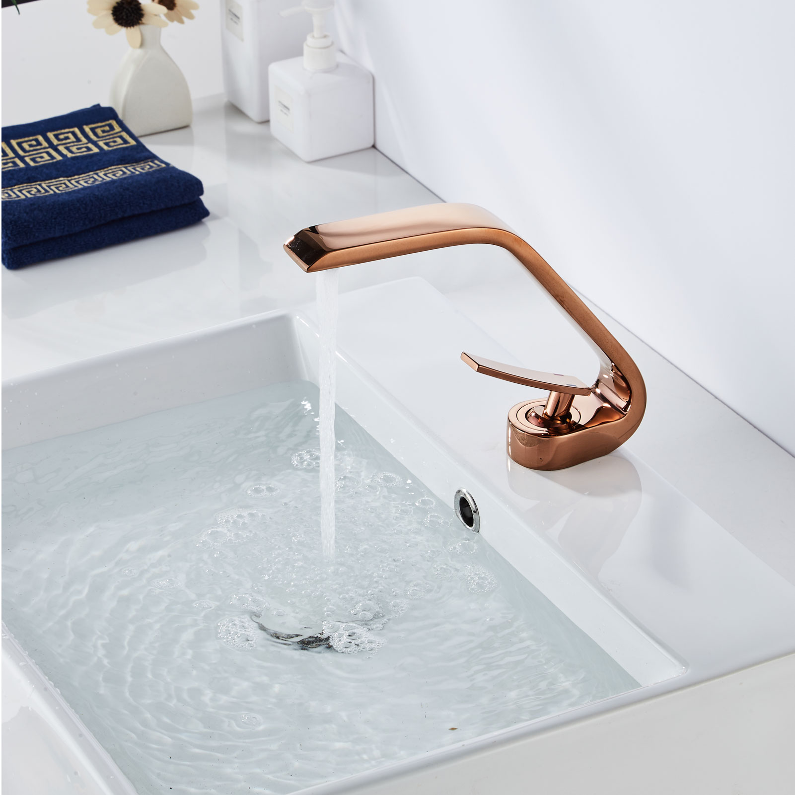 Wovier Bathroom Sink Faucet with Supply Hose,Single Handle Single Hole Lavatory Faucet W8348-10