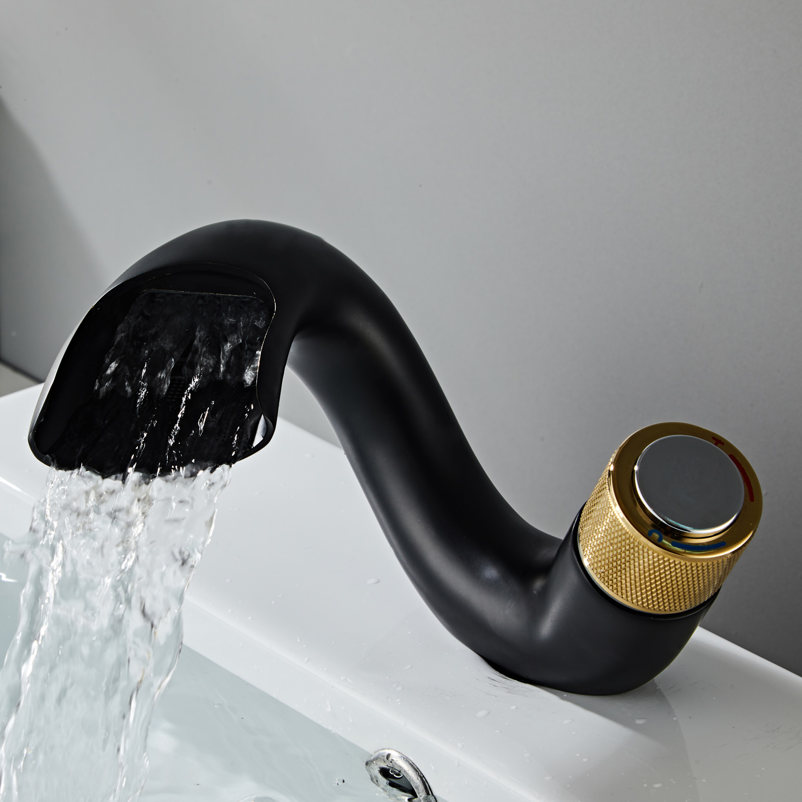 Wovier Waterfall Bathroom Sink Faucet,Single Handle Single Hole Faucet-W8210-10