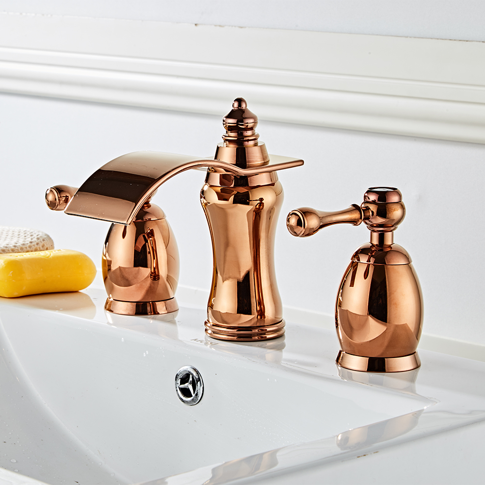 Wovier Widespread Faucet,Three Handle Two Hole Bathroom sink Faucet-W8414-29