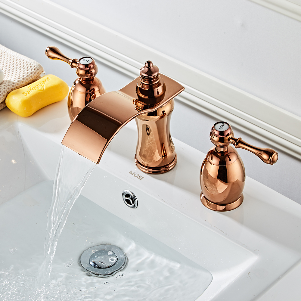 Wovier Widespread Faucet,Three Handle Two Hole Bathroom sink Faucet-W8414-30