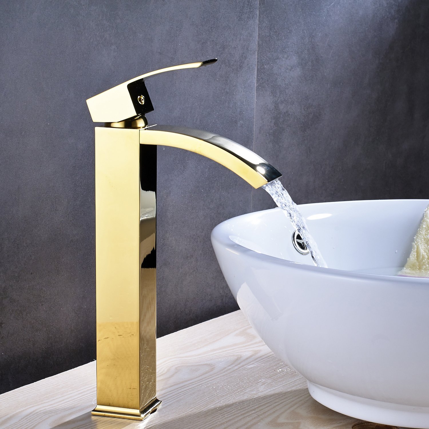 Wovier Waterfall Vessel Faucet, Single Handle Single Hole Bathroom Faucet - w8219-2